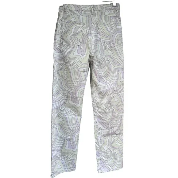 Wilfred Free Vera Pants Size 0 Green Gray Swirl Printed Cotton Stretch Twill - Picture 10 of 14